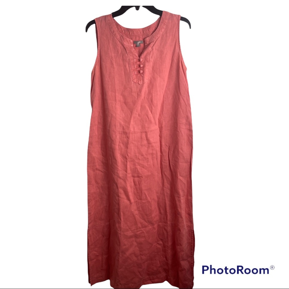 J.Jill tunic dress size m petite 100% line color wash pink maxi dress